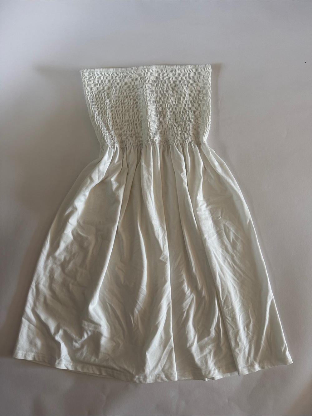 Summer White Smocked Strapless Dress